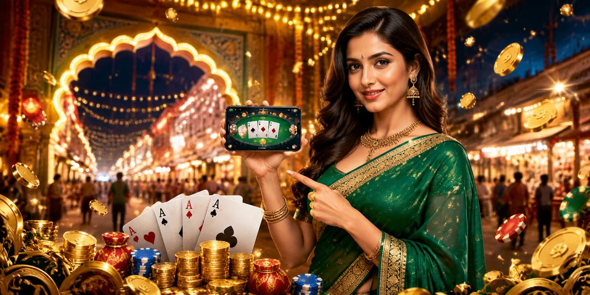 Indian woman enjoying online casino games on mobile device